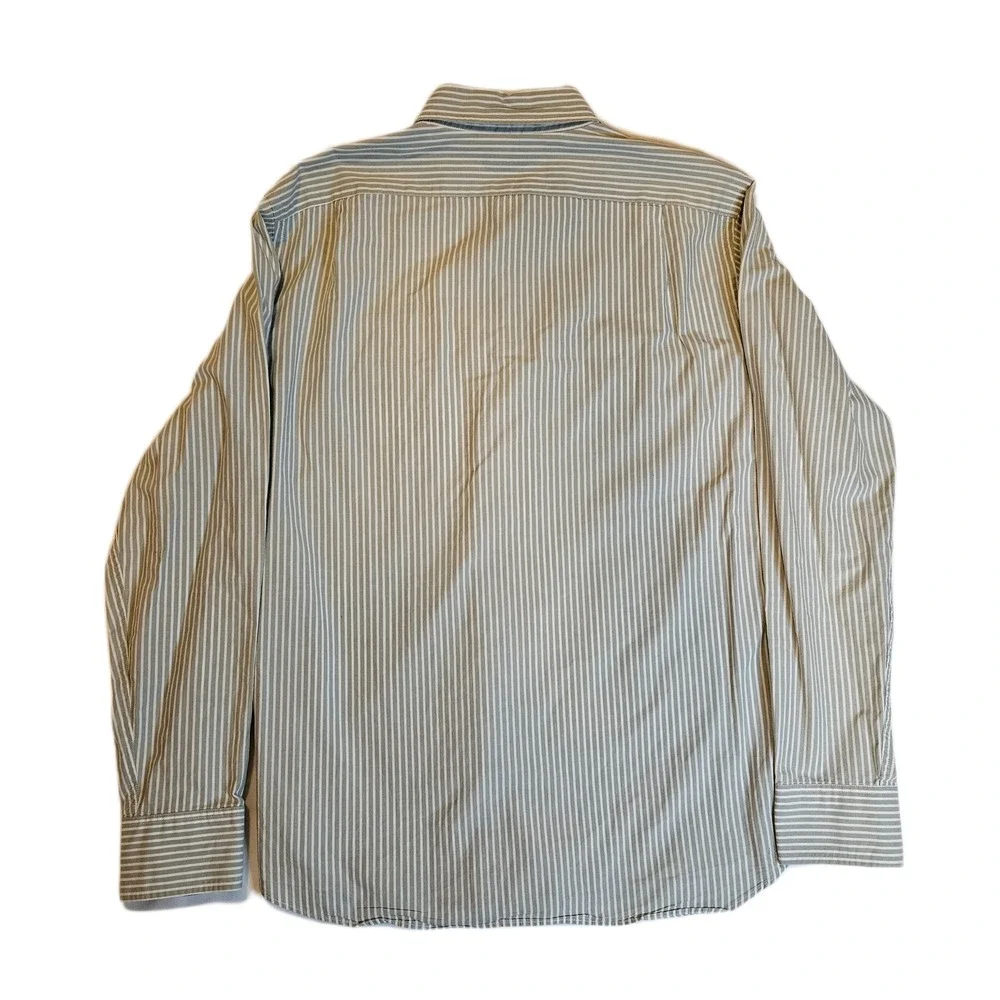 J. Crew Size Large Slim Fit Gray-Green Striped‎ Button-Up Shirt